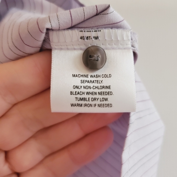 1046 * Attention Striped Button Down Long Sleeve Purple Size S NWT - Picture 4 of 9